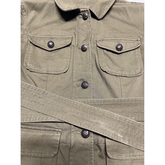 Lauren Jeans Co Ralph Hers Sz Small Green Belted Jacket Military Style Button - Picture 4 of 5
